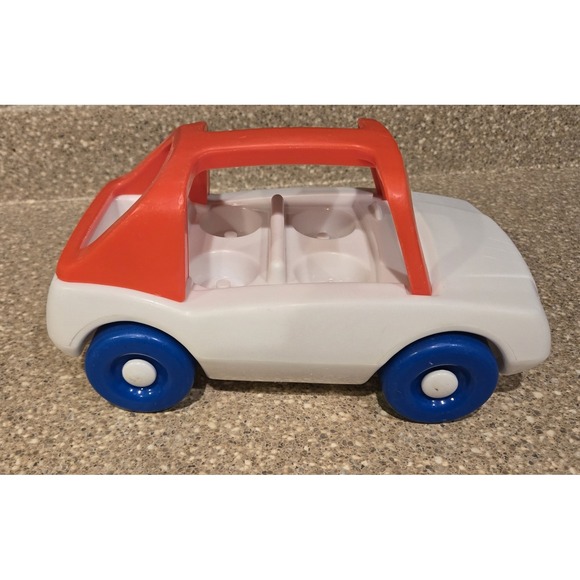 Vintage Chunky Little Tikes Car Toy Coupe Red White Blue Wheels Kids Toy - Picture 1 of 5